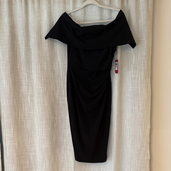 Vince Camuto Black Off-Shoulder Midi Dress - Picture 1 of 5